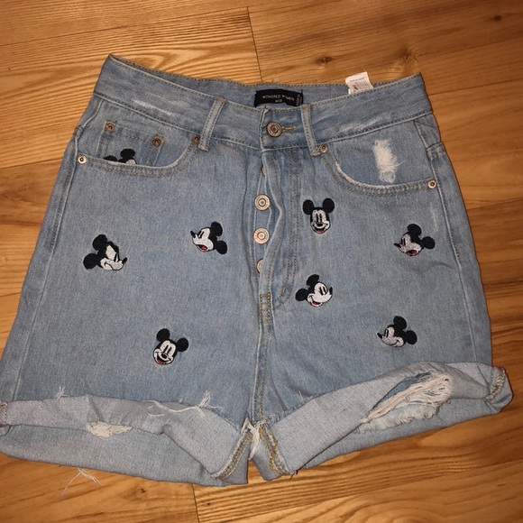 mickey mouse denim shorts